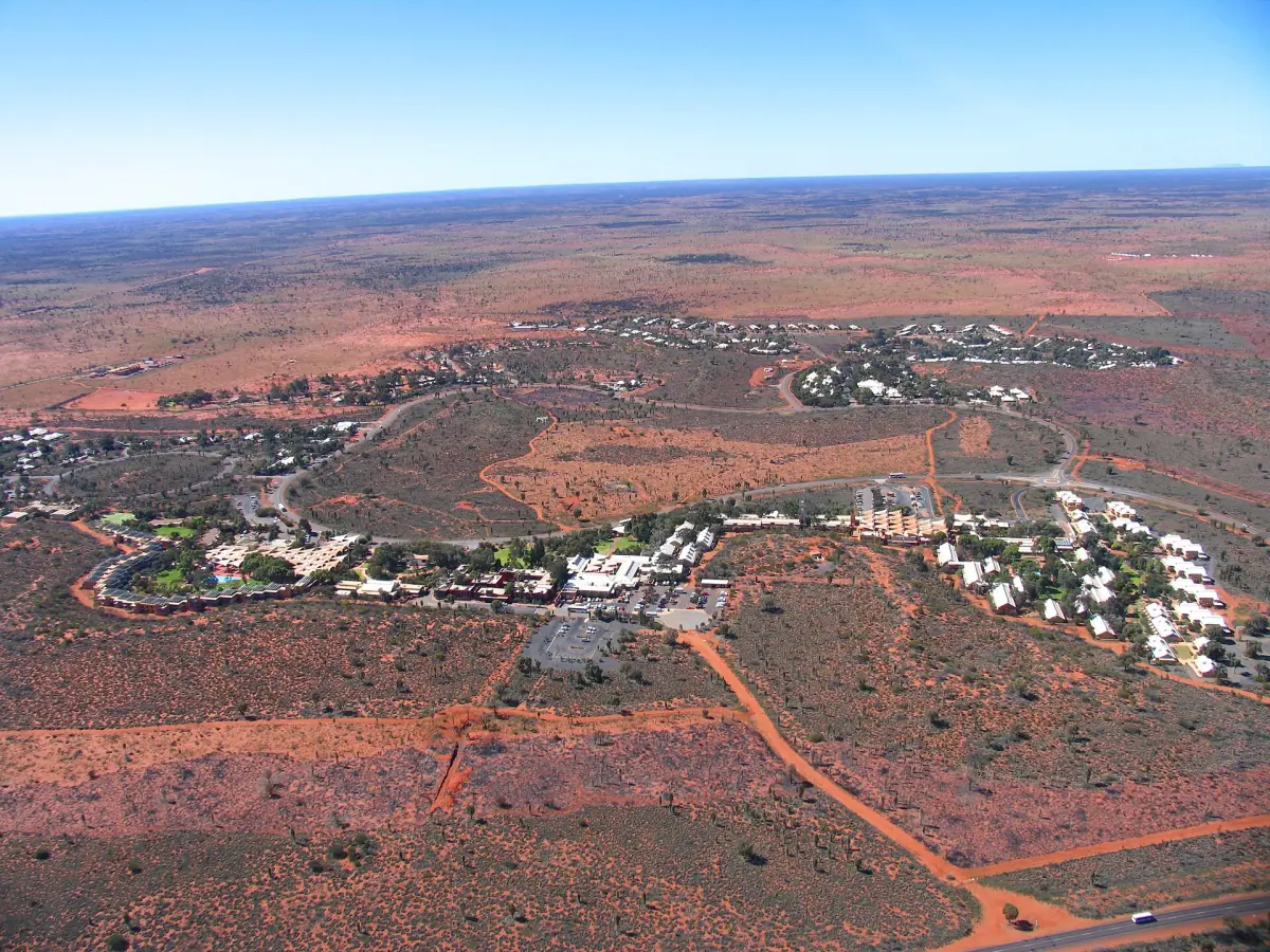 Yulara seen from a helicopter
